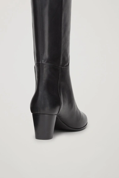 Shop Cos Knee-high Leather Boots In Black