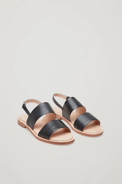 Shop Cos Leather Strap Sandals In Black