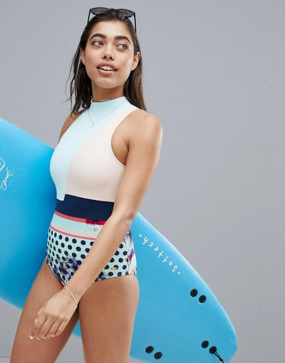 Shop Roxy Pop Surf Cutout Back Swimsuit - Multi