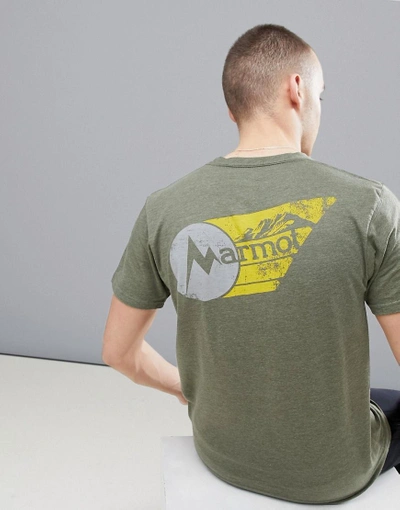 Shop Marmot Marwing T-shirt With Chest Logo In Olive Green - Green