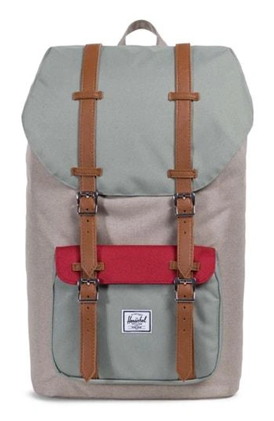 Shop Herschel Supply Co 'little America' Backpack - Brown In Light Khaki/ Shadow/ Red/ Tan