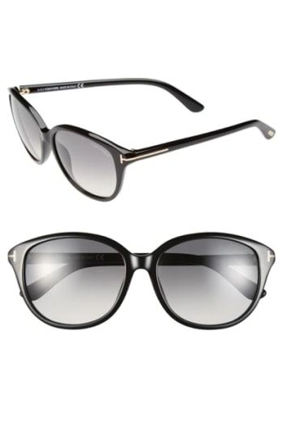 Shop Tom Ford 'karmen' 57mm Sunglasses In Black/ Grey/ Ochre Lenses