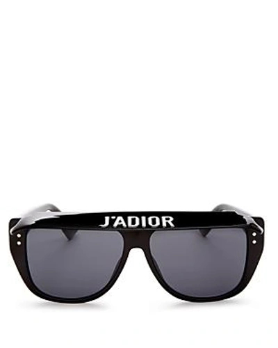 Shop Dior Women's Club 2 Square Visor Sunglasses, 56mm In Black/gray