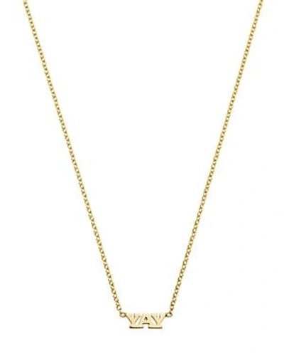 Shop Zoë Chicco 14k Yellow Gold Tiny Yay Pendant Necklace, 16