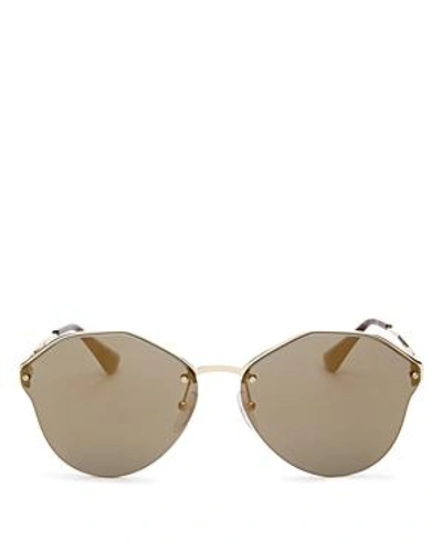 Shop Prada Rimless Round Sunglasses, 66mm In Pale Gold/dark Gray Gold