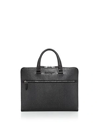 Shop Ferragamo Revival 3.0 Slim Leather Briefcase In Grey