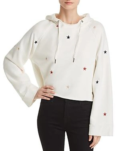 Shop Pam & Gela Embroidered Cropped Hooded Sweatshirt In Off White