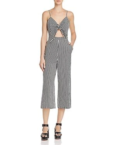 Shop Alpha And Omega Striped Cutout Jumpsuit In Black/white