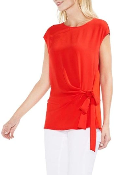 Shop Vince Camuto Tie Front Blouse In Geranium