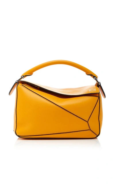 Shop Loewe Small Puzzle Leather Bag In Yellow