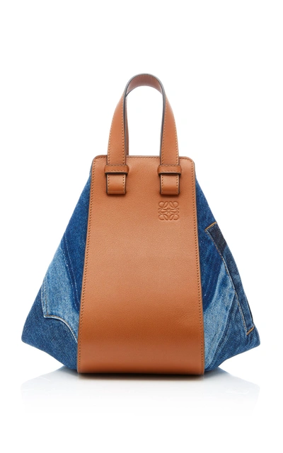 Shop Loewe Hammock Denim Small Leather Bag In Blue