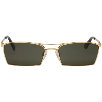 Shop Balenciaga Gold Slim Metal Double Bridge Sunglasses In 32n