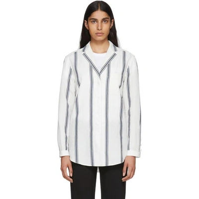 Shop Rag & Bone Off-white & Navy Alyse Striped Shirt