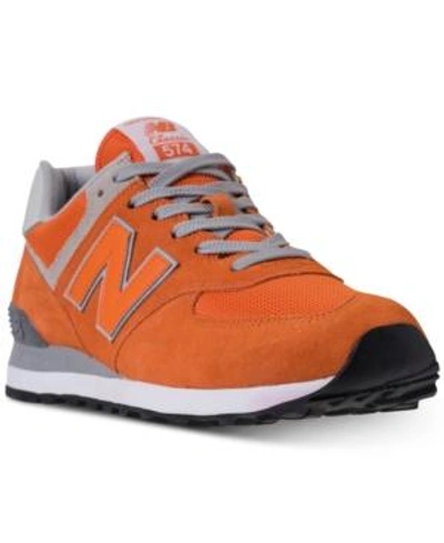 Shop New Balance Men's 574 Casual Sneakers From Finish Line In Varsity Orange/white