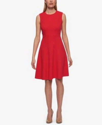 Shop Tommy Hilfiger Fit & Flare Dress In Raspberry
