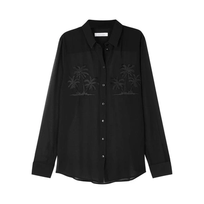 Shop Samsoe & Samsoe Maj Embroidered Chiffon Shirt In Black