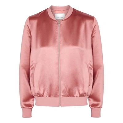 Shop Samsoe & Samsoe Cara Pink Satin Bomber Jacket
