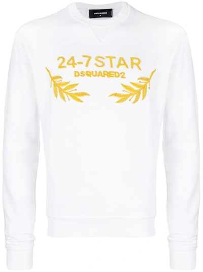 Shop Dsquared2 24-7 Star Embroidered Sweatshirt - White