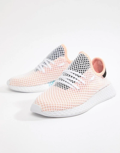 Shop Adidas Originals Deerupt Runner Sneakers In Pink B28075 - Black