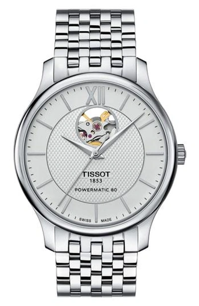 Shop Tissot Tradition Bracelet Watch, 40mm In Silver