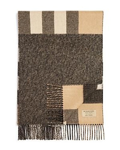 Shop Burberry Double-faced Check Cashmere Scarf In Camel
