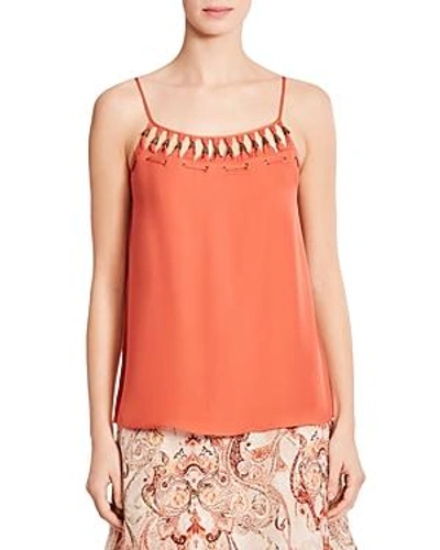 Shop Haute Hippie Brush With The Law Grommeted Silk Top In Peach