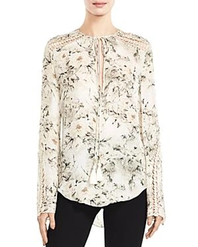 Shop Haute Hippie Escape Crochet-inset Floral-print Silk Top In Stagecoach