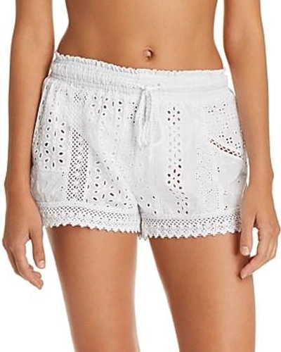 Shop Polo Ralph Lauren Eyelet Cotton Swim Cover-up Shorts In White
