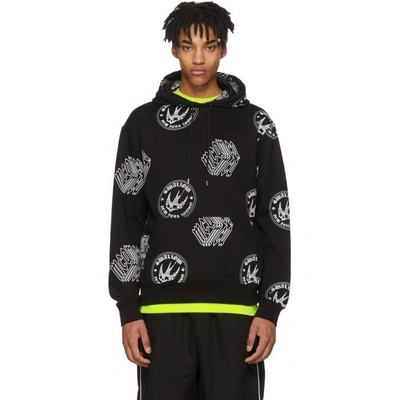 Shop Mcq By Alexander Mcqueen Mcq Alexander Mcqueen Black All Over Logo Big Hoodie In 1000 Black