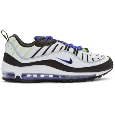 Shop Nike White And Blue Air Max 98 Sneakers In 103white/b