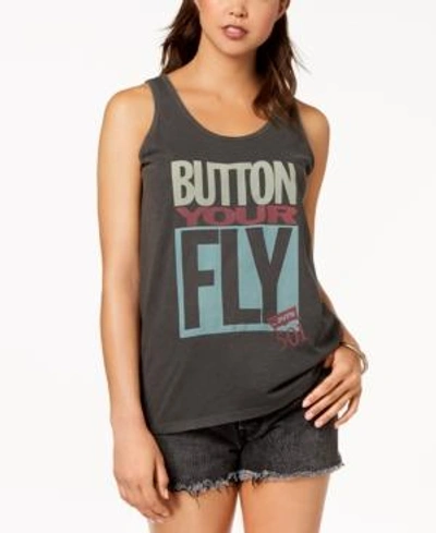 Shop Levi's Cotton Button Your Fly Graphic Tank Top In Caviar