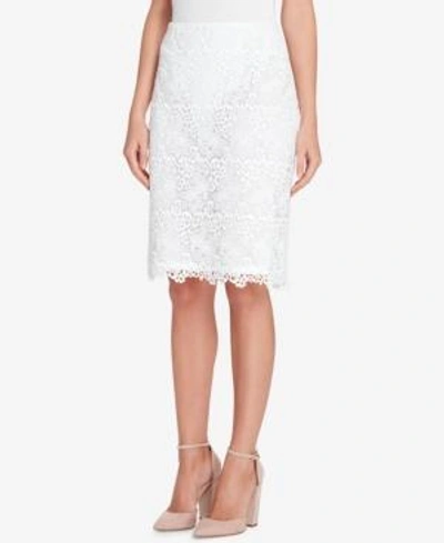 Shop Tahari Asl Lace Pencil Skirt In White