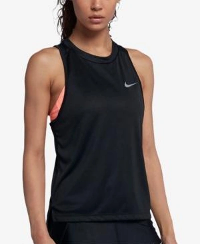Shop Nike Miler Dry Racerback Running Tank Top In Black