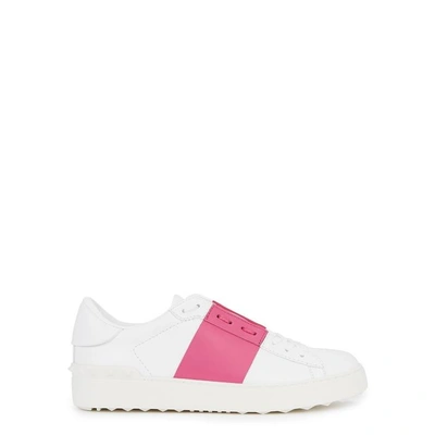 Shop Valentino Open White Leather Trainers