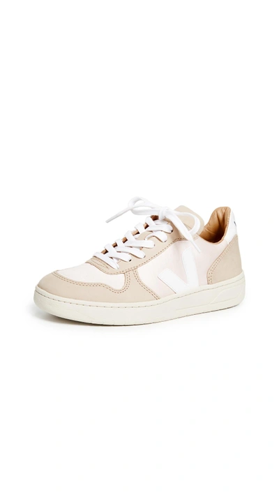 Shop Veja V-10 Bastille Sneakers In Quartz/almond/white