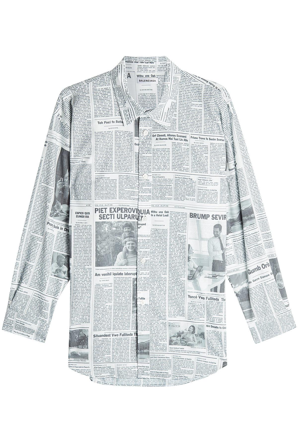 balenciaga newspaper print shirt