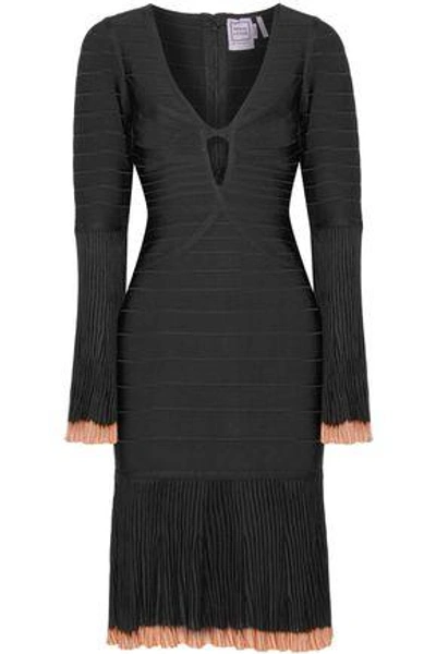 Shop Herve Leger Woman Rinnaa Paneled Bandage Dress Black