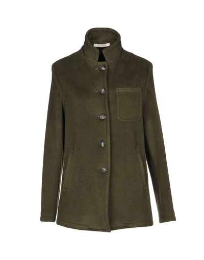 Shop Massimo Alba Coat In Military Green
