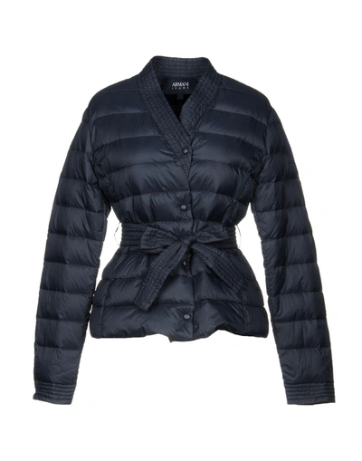 Shop Armani Jeans Down Jacket In Dark Blue