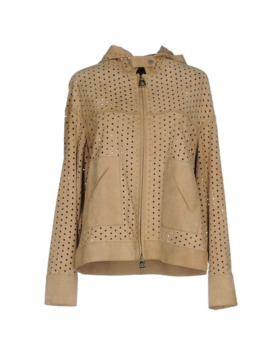 Shop Diego M Leather Jacket In Sand