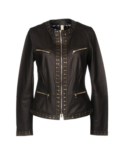 Shop Unfleur Biker Jacket In Dark Brown