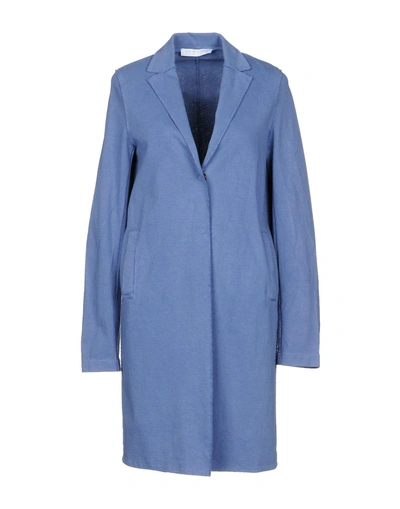 Shop Harris Wharf London Full-length Jacket In Pastel Blue