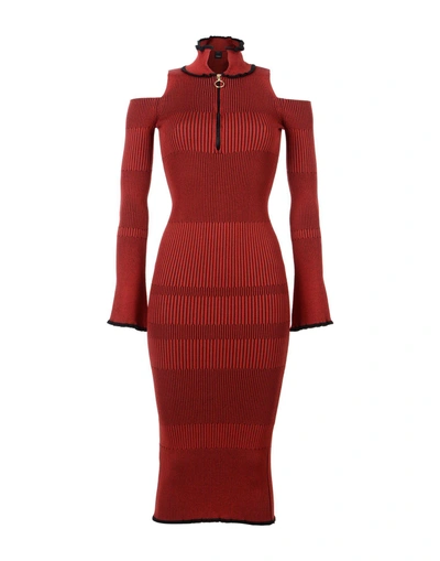 Shop Pinko Midi Dress In Brick Red