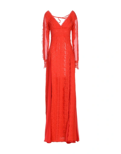 Shop Ermanno Scervino Woman Long Dress Red Size 6 Polyester, Cotton, Polyamide, Silk