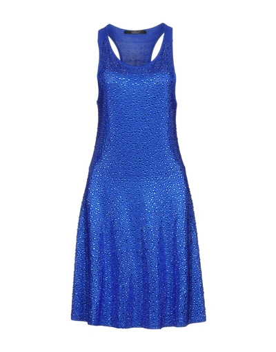 Shop Philipp Plein Short Dress In Bright Blue