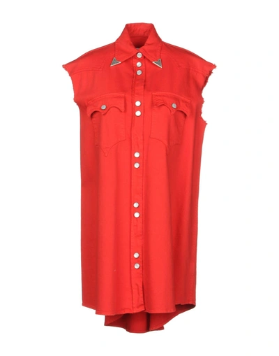 Shop Mm6 Maison Margiela Denim Dress In Red