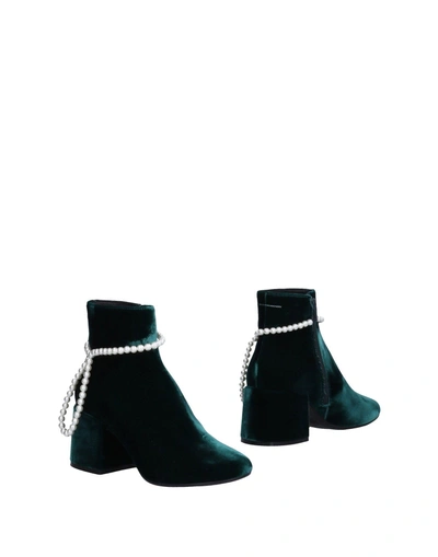 Shop Mm6 Maison Margiela Woman Ankle Boots Dark Green Size 7 Textile Fibers