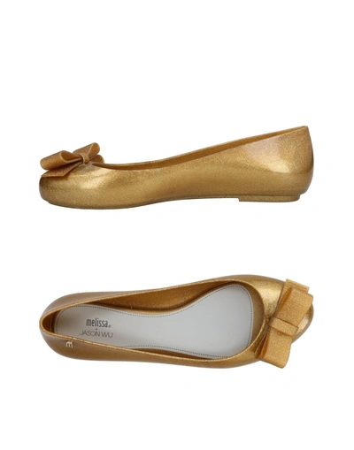 Shop Melissa Ballet Flats In Gold