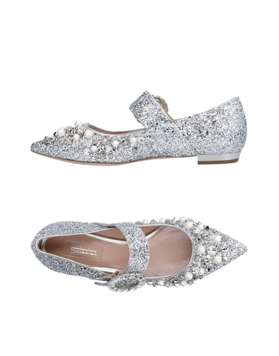 Shop Sebastian Ballet Flats In Silver