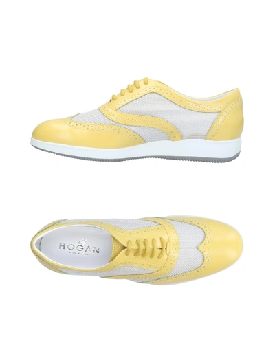 Shop Hogan Laced Shoes In Yellow